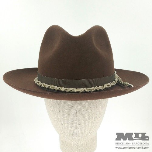 Brown Fedora hat with rope