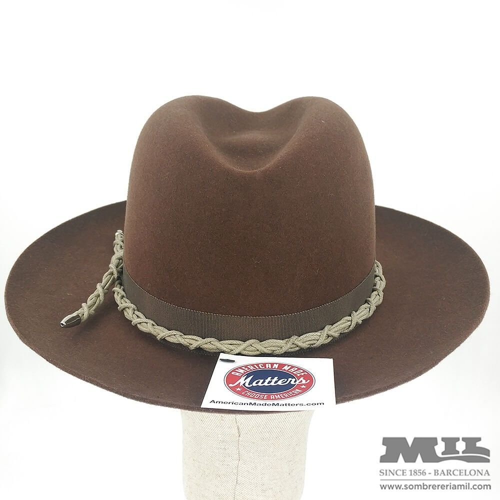 Brown Fedora hat with rope