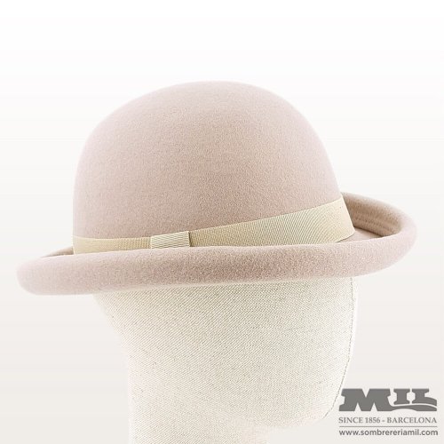 Cream bowler hat