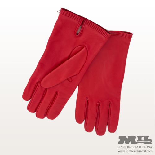 Smooth leather femenine gloves
