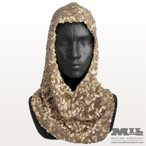 Sequins Hood Scarf Mil